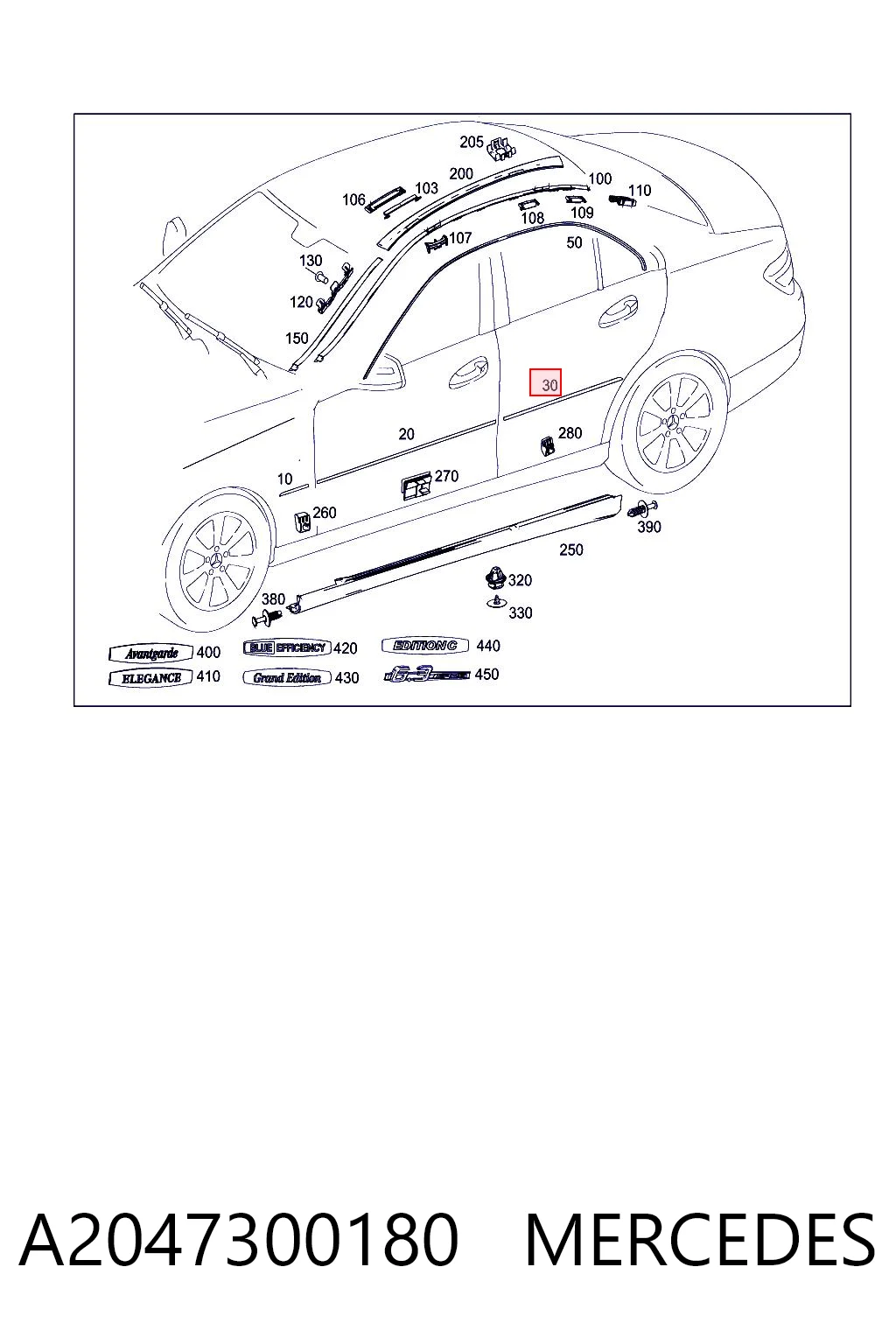 Молдинг двери задней левой Mercedes A20473001 цена, от 63.13 USD