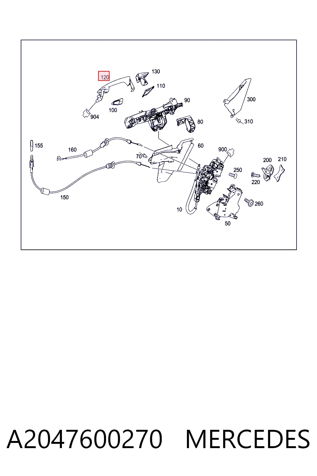Купить A2047600270649999 Mercedes Ручка двери в сборе