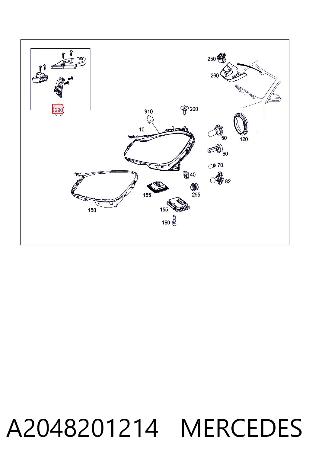 A2048201214 Mercedes Кронштейн-адаптер крепления фары передней, правой