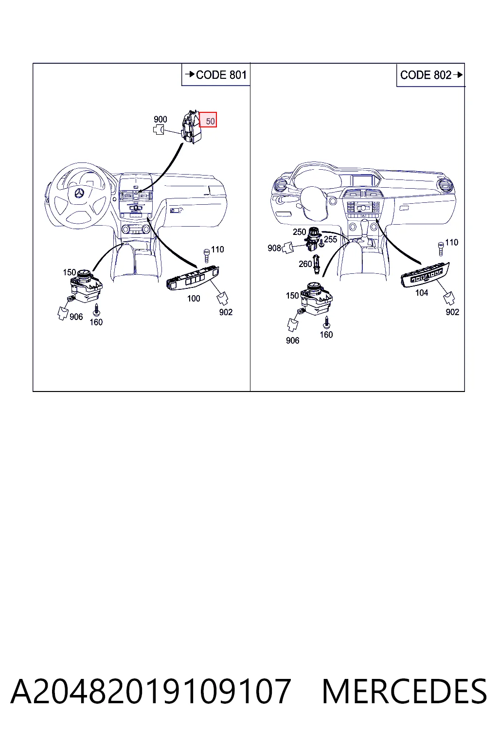 Кнопка аварийного сигнала Mercedes C седан (W204) (2007 - 2014) цена, от 14.16 USD
