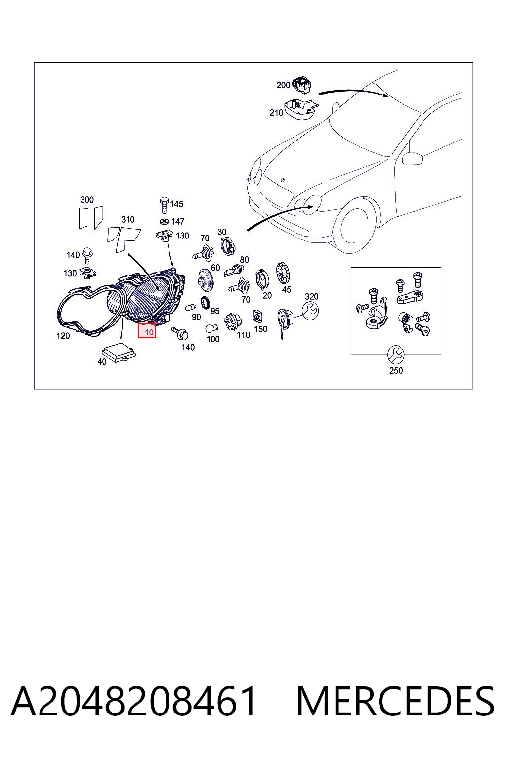 A2048208461 Mercedes Фара передняя правая