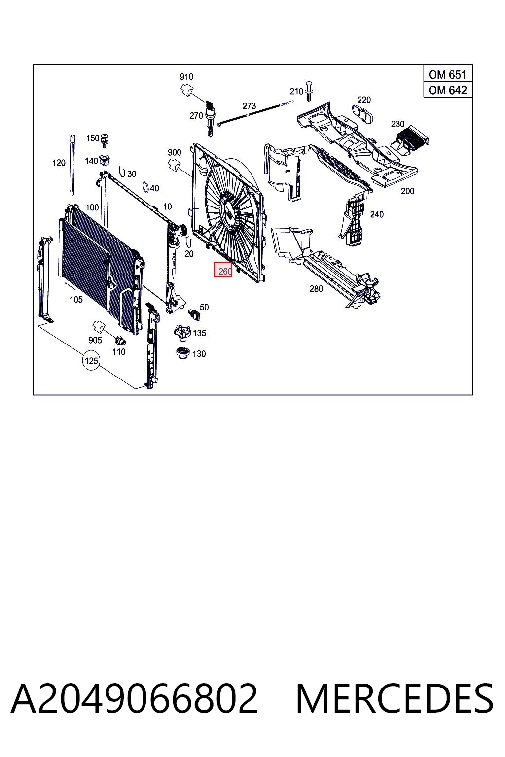 A2049066802 Mercedes Диффузор радиатора охлаждения в сборе с мотором