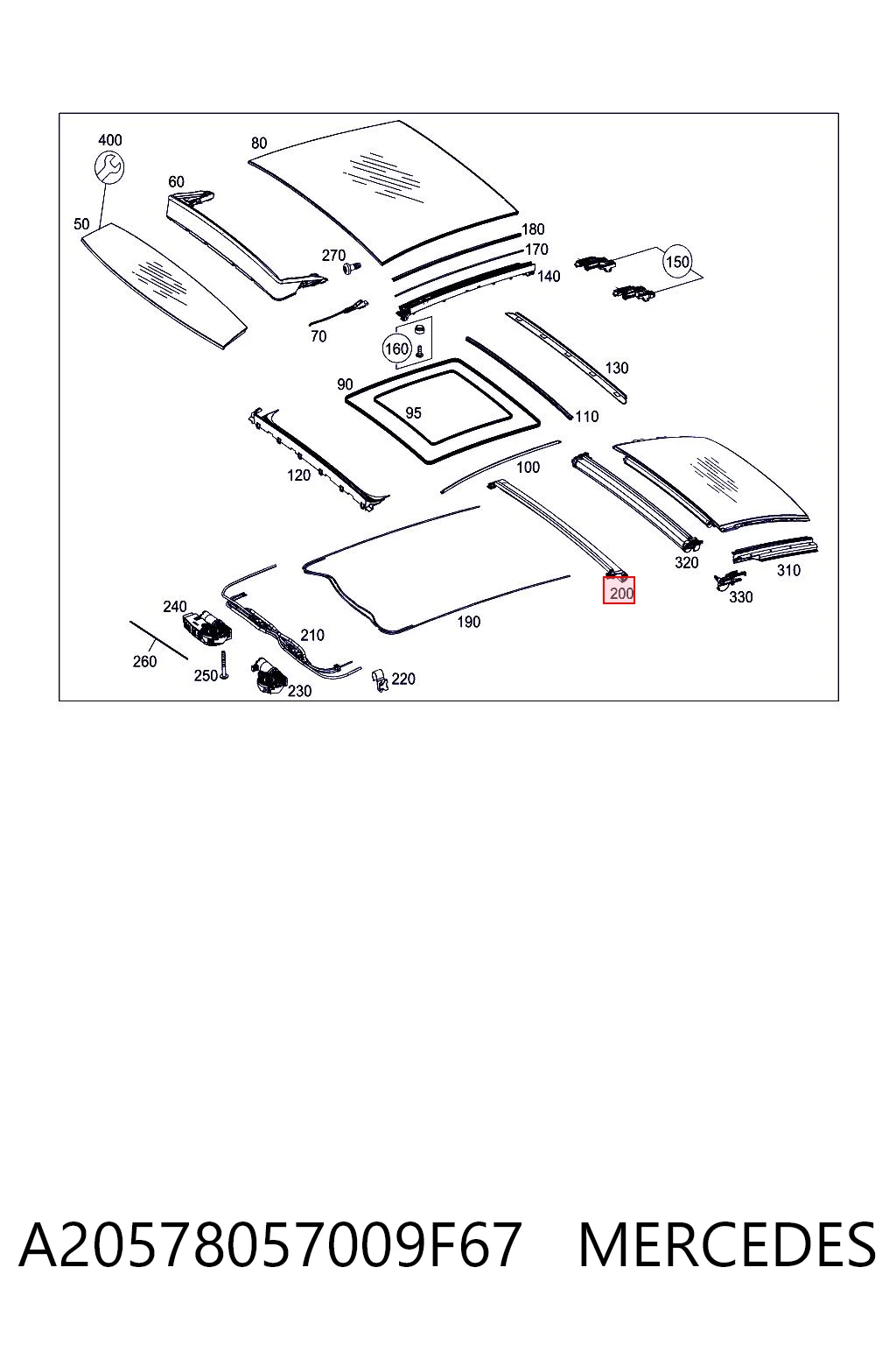 A20578057009F67 Mercedes Штора люка солнцезащитная