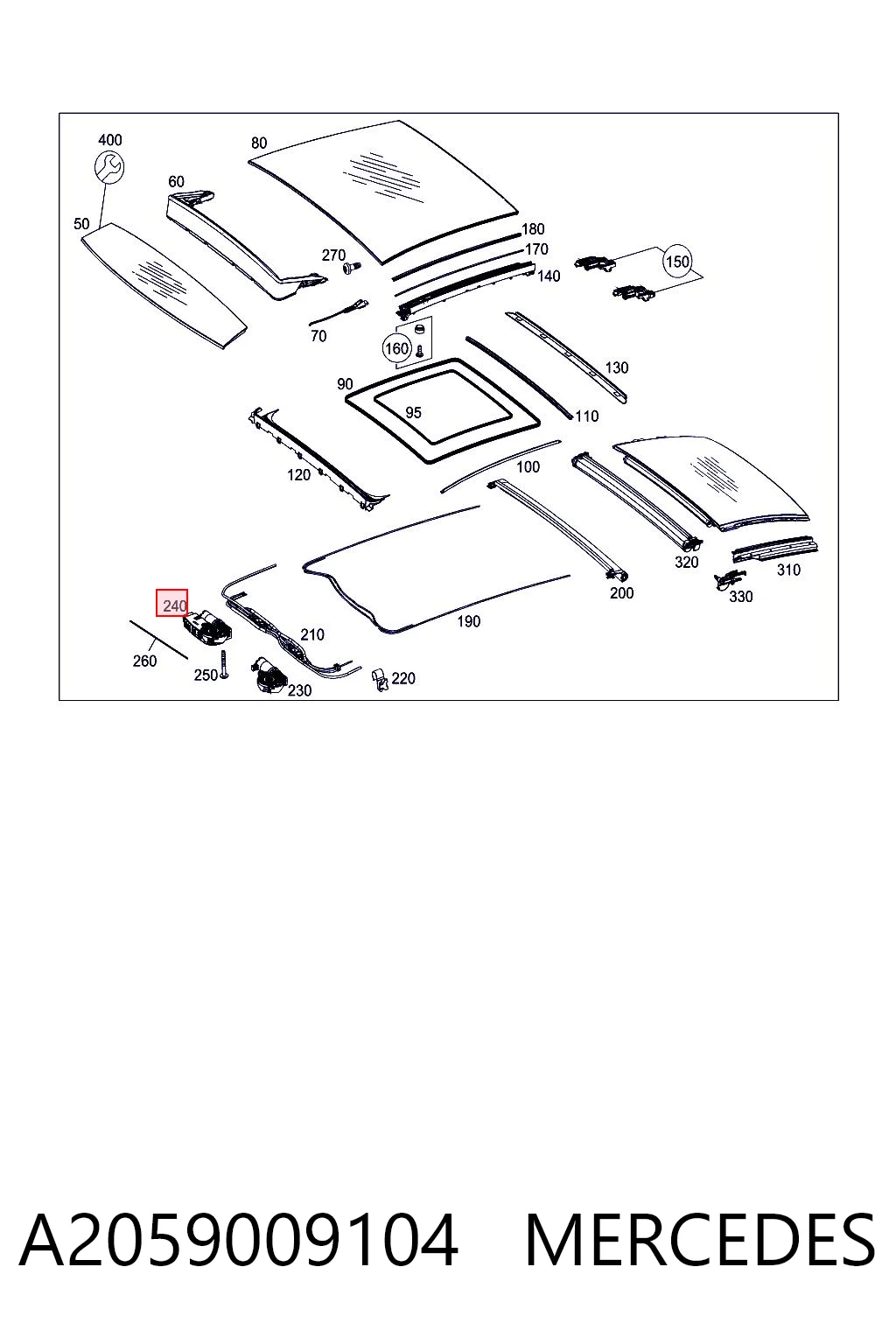 A2059009104 Mercedes Мотор привода люка