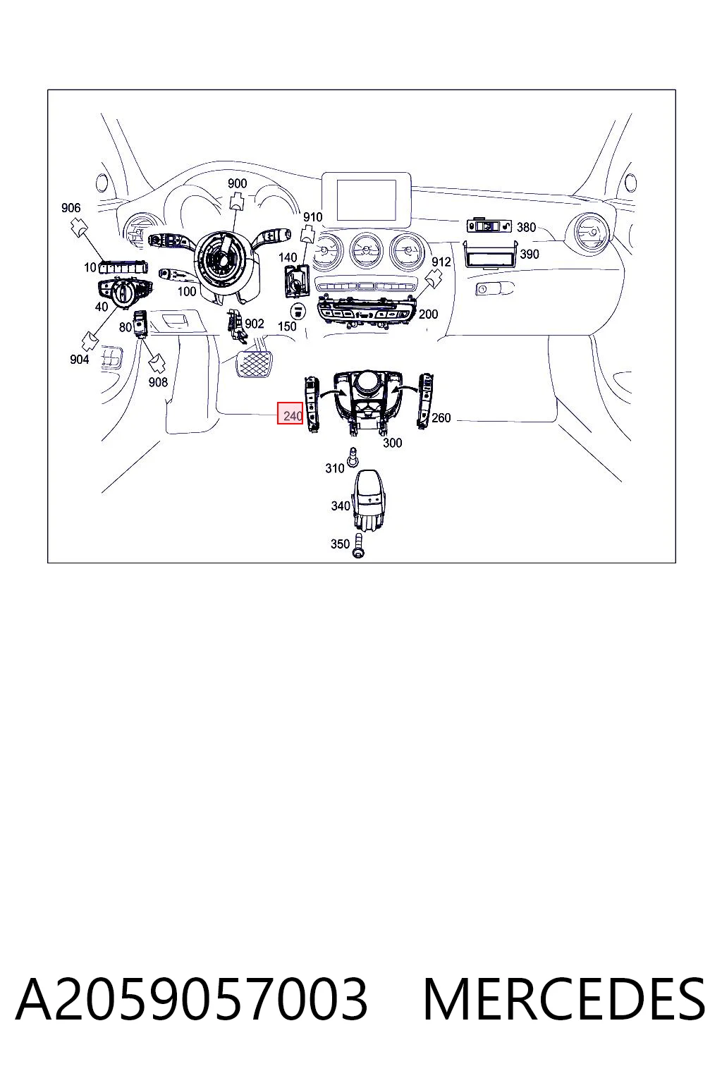 A2059057003 Mercedes Блок кнопок центральной консоли