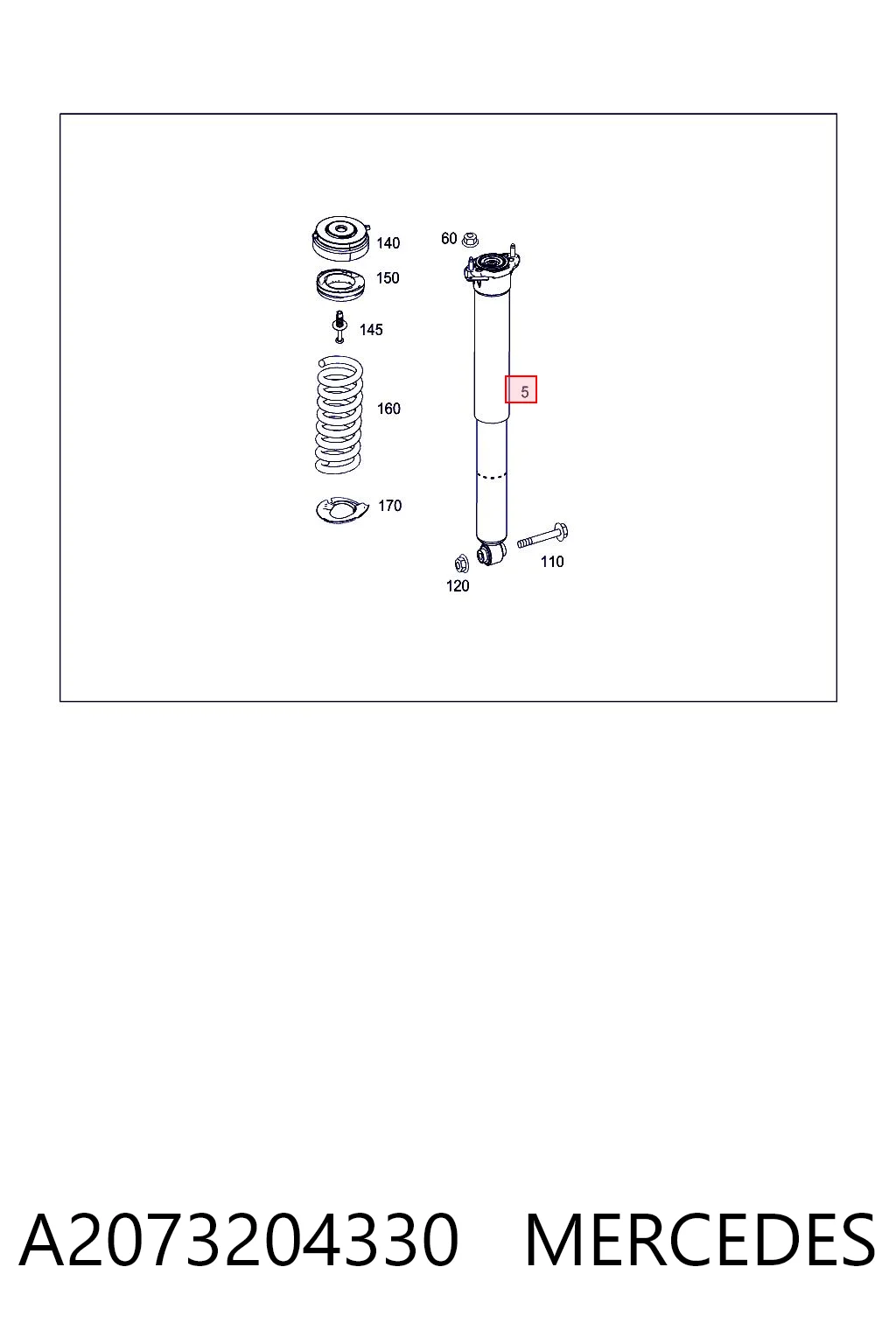 A2073204330 Mercedes Амортизатор задней подвески, левый