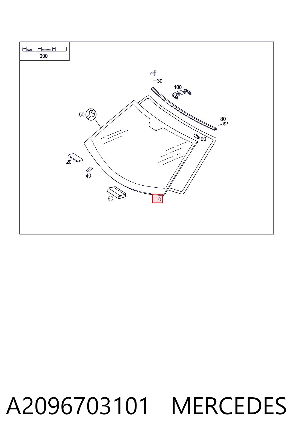 Стекло лобовое Mercedes CLK купе (C209) (2002 - 2009) цена, от 405.72 USD