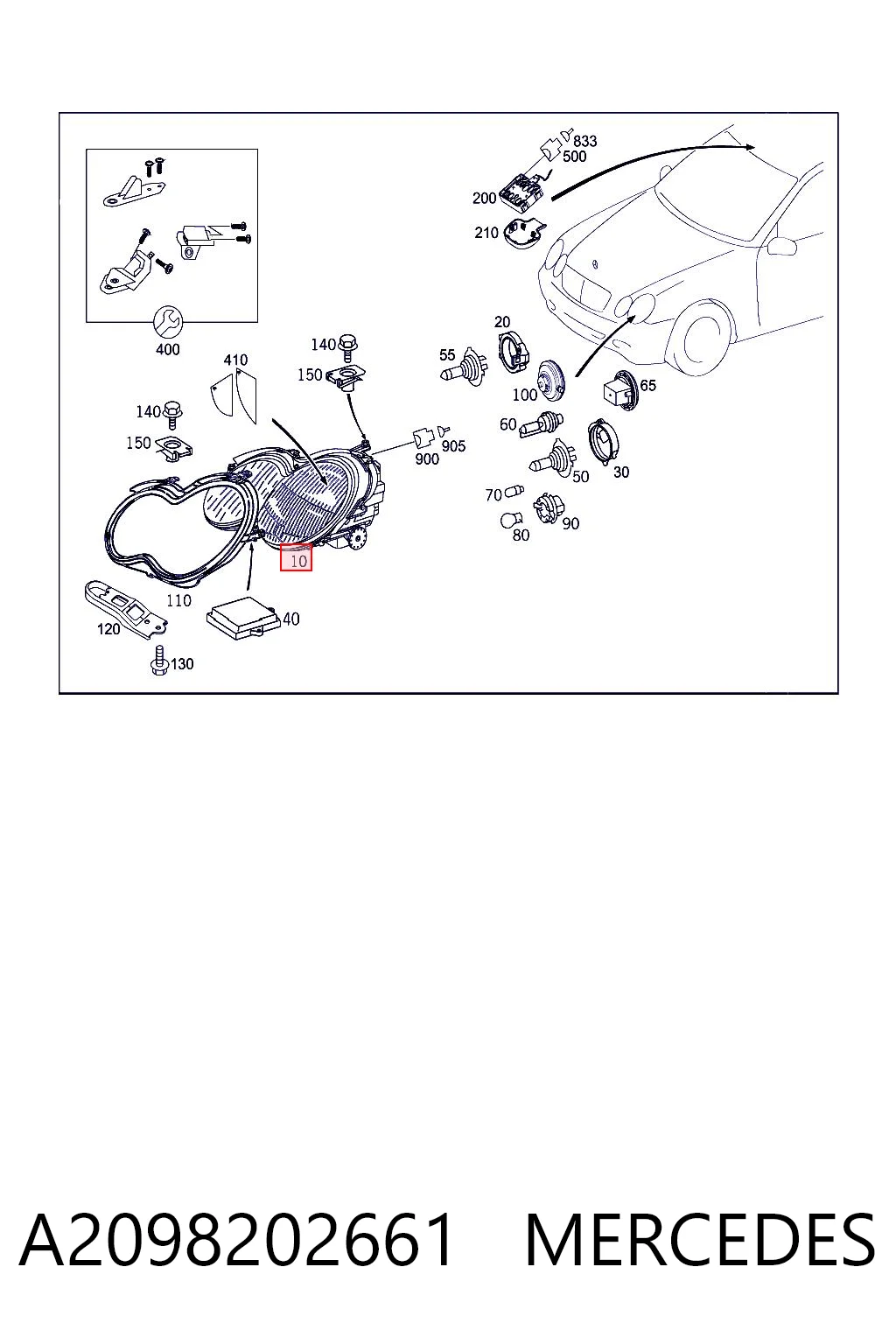 A2098202661 Mercedes Фара передняя правая