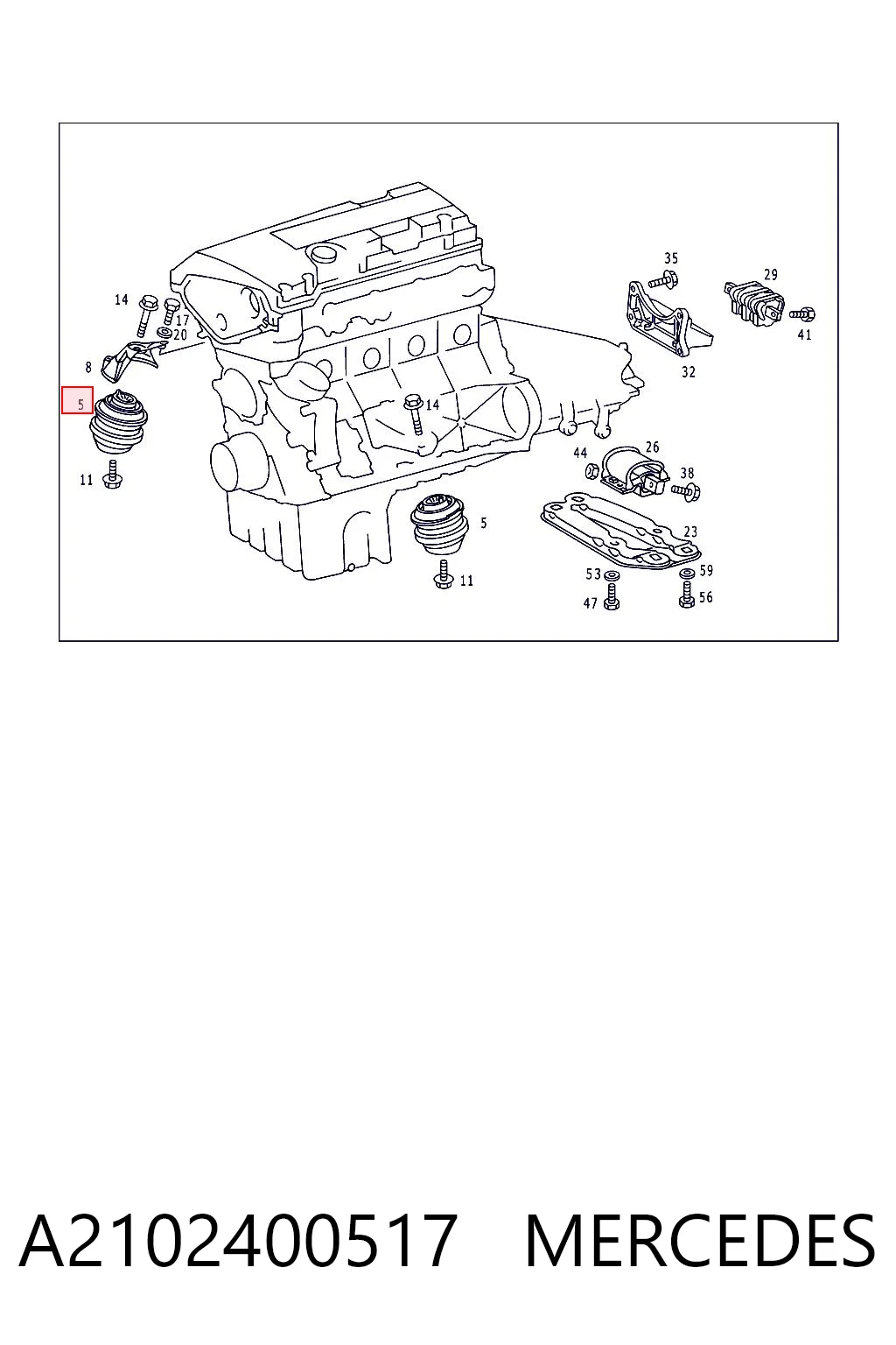 A2102400517 Mercedes Подушка (опора) двигателя, левая