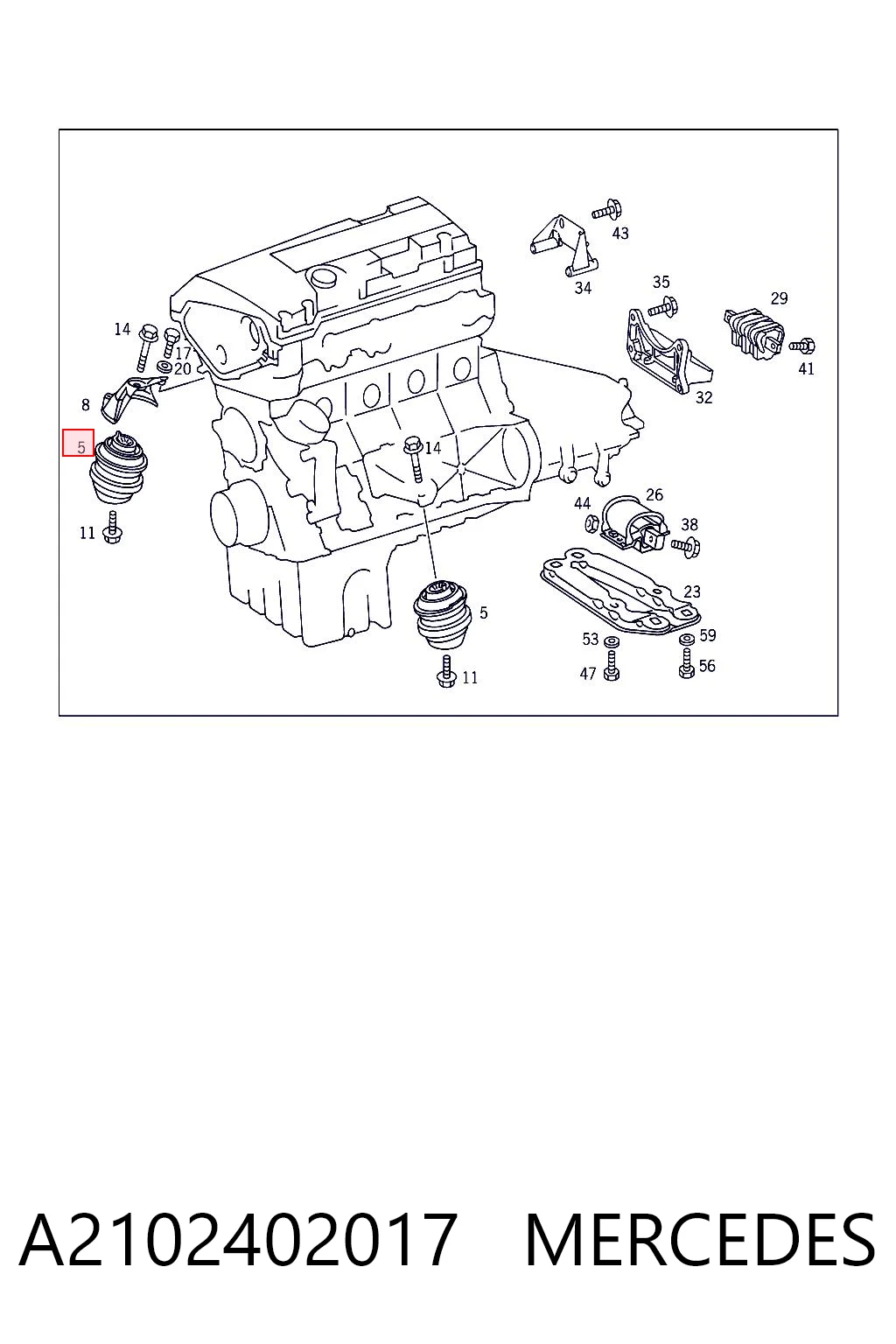 A2102402017 Mercedes Опора двигателя, левая/правая