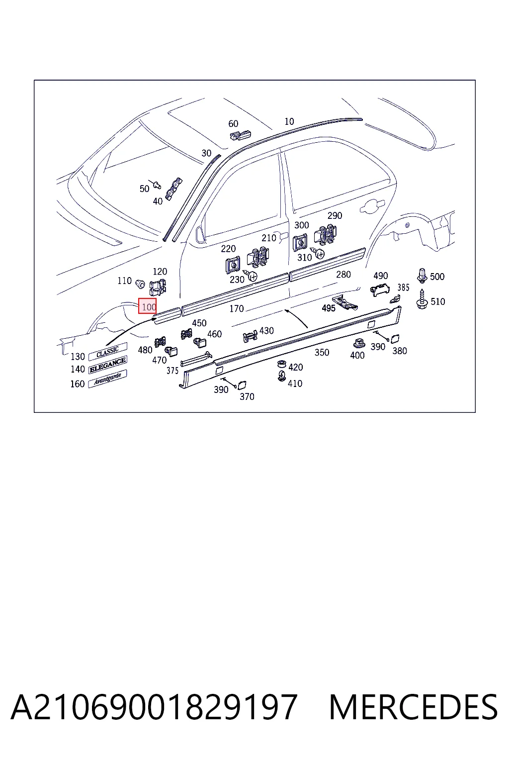 Молдинг крыла переднего левого Mercedes A21069001829999 цена, от 5.65 USD