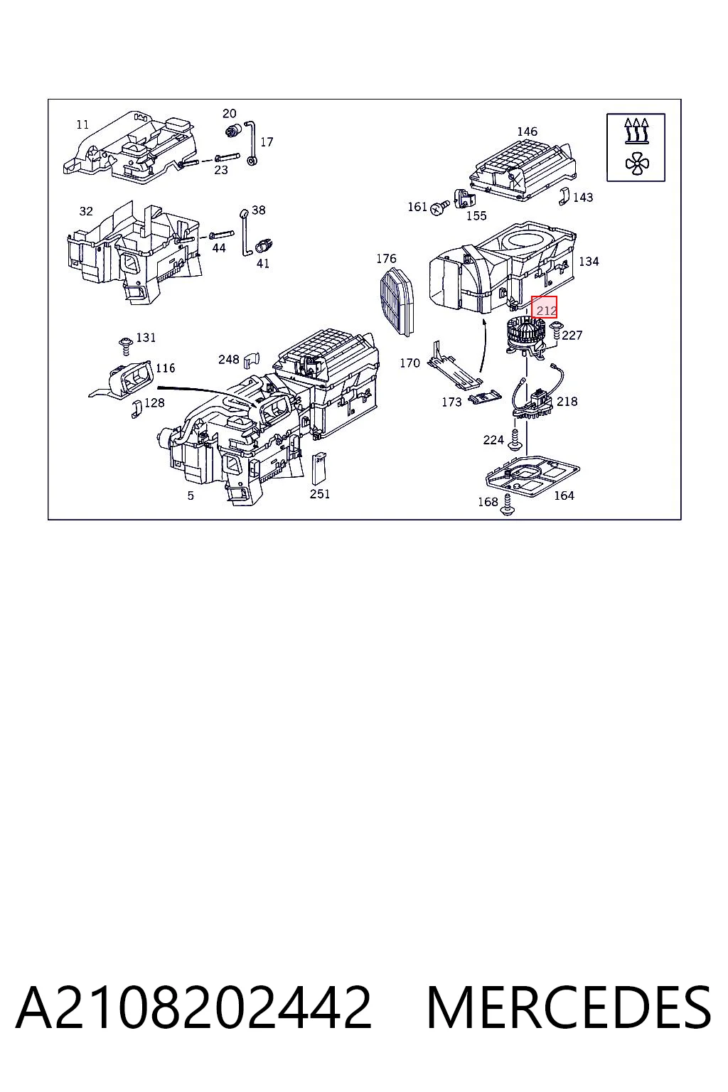 A2108202442 Mercedes Электромотор печки