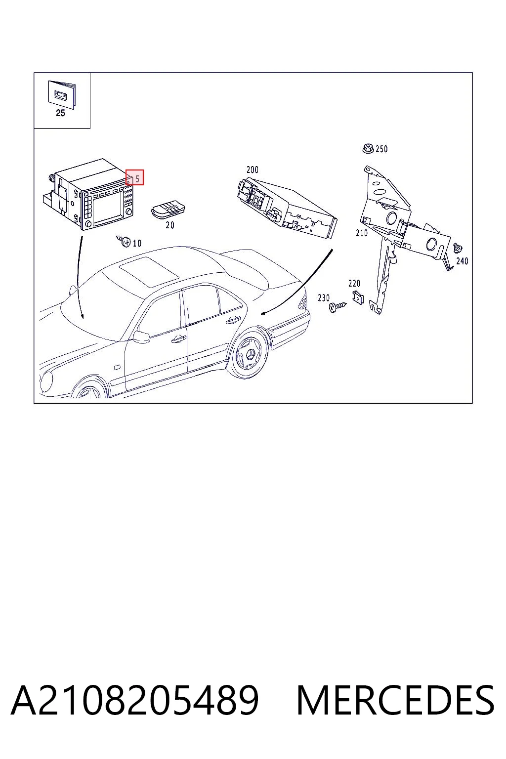 Магнитола (радио AM/FM) Mercedes E седан (W210) (1995 - 2002) цена, от 123.63 USD
