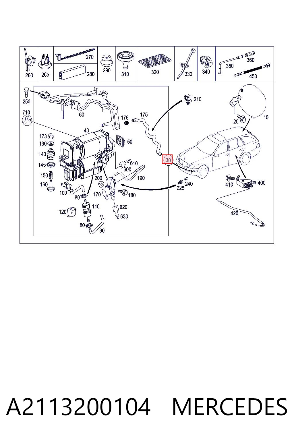 A2113200104 Mercedes Компрессор подкачки амортизаторов