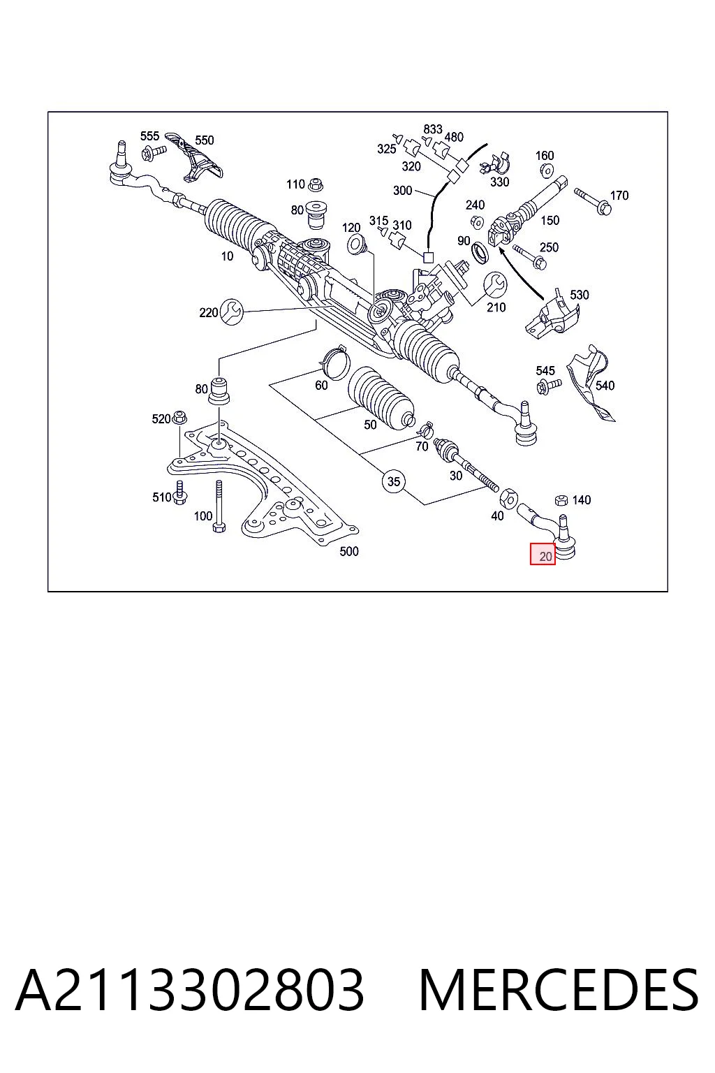 A2113302803 Mercedes Наружный наконечник рулевой тяги