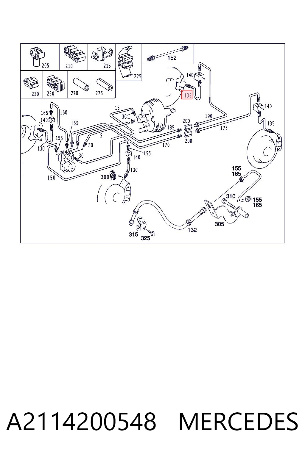 A2114200548 Mercedes Гибкая тормозная трубка задняя
