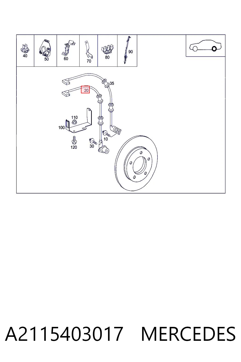A2115403017 Mercedes Датчик АБС (ABS) задний