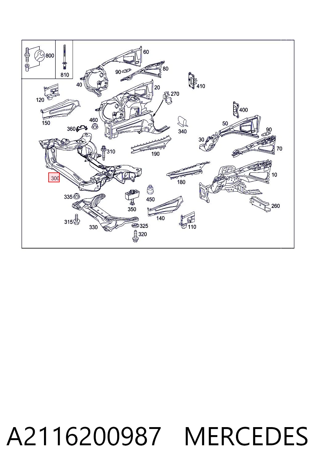 Передняя балка Mercedes E седан (W211) (2002 - 2008) цена, от 31.85 USD