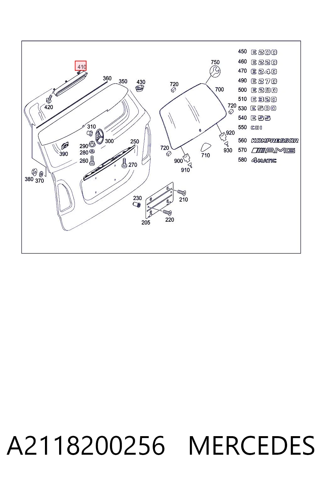 Фонарь сигнальный на Mercedes E  S211