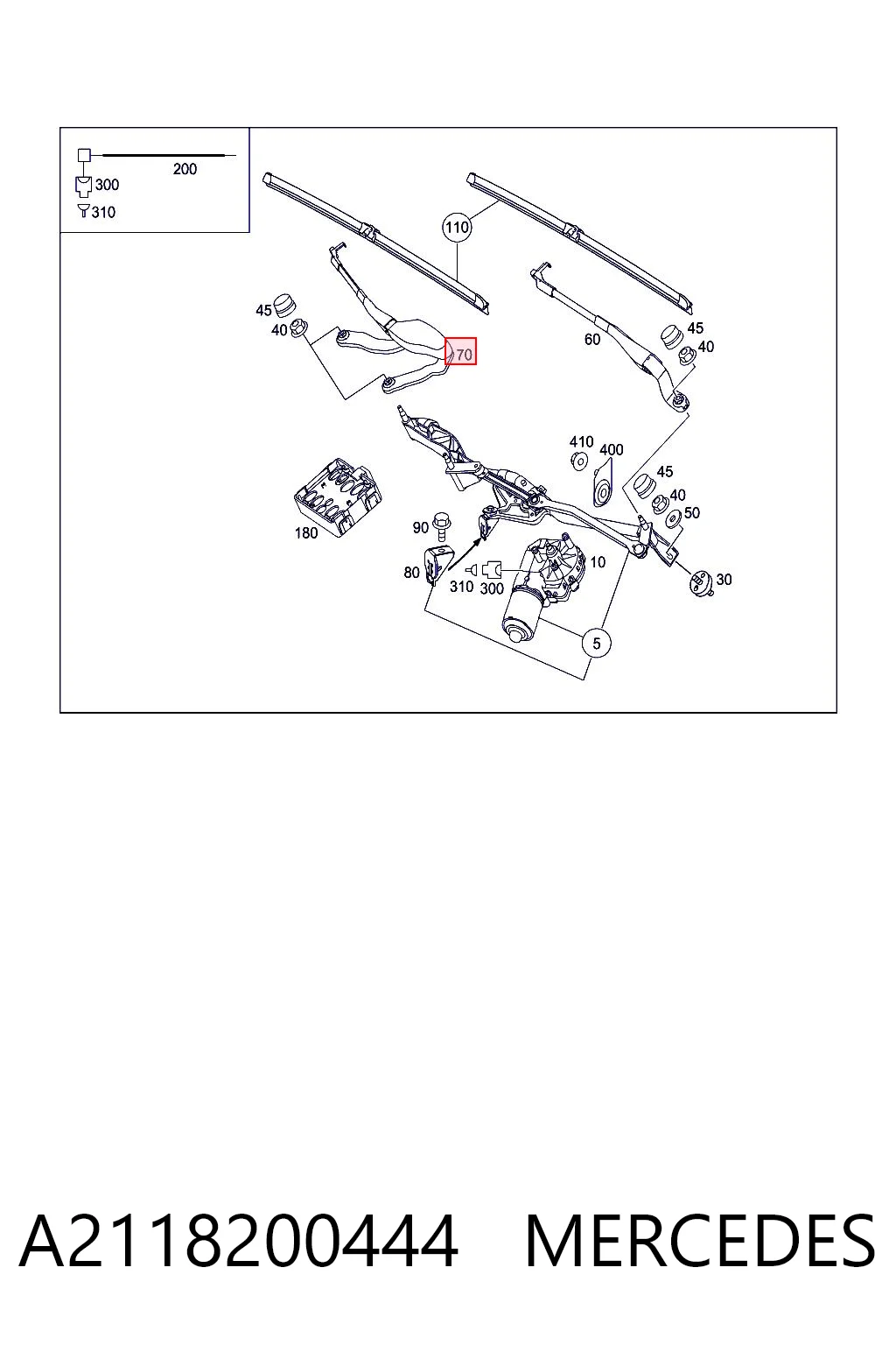Поводок дворника на Mercedes E  W211