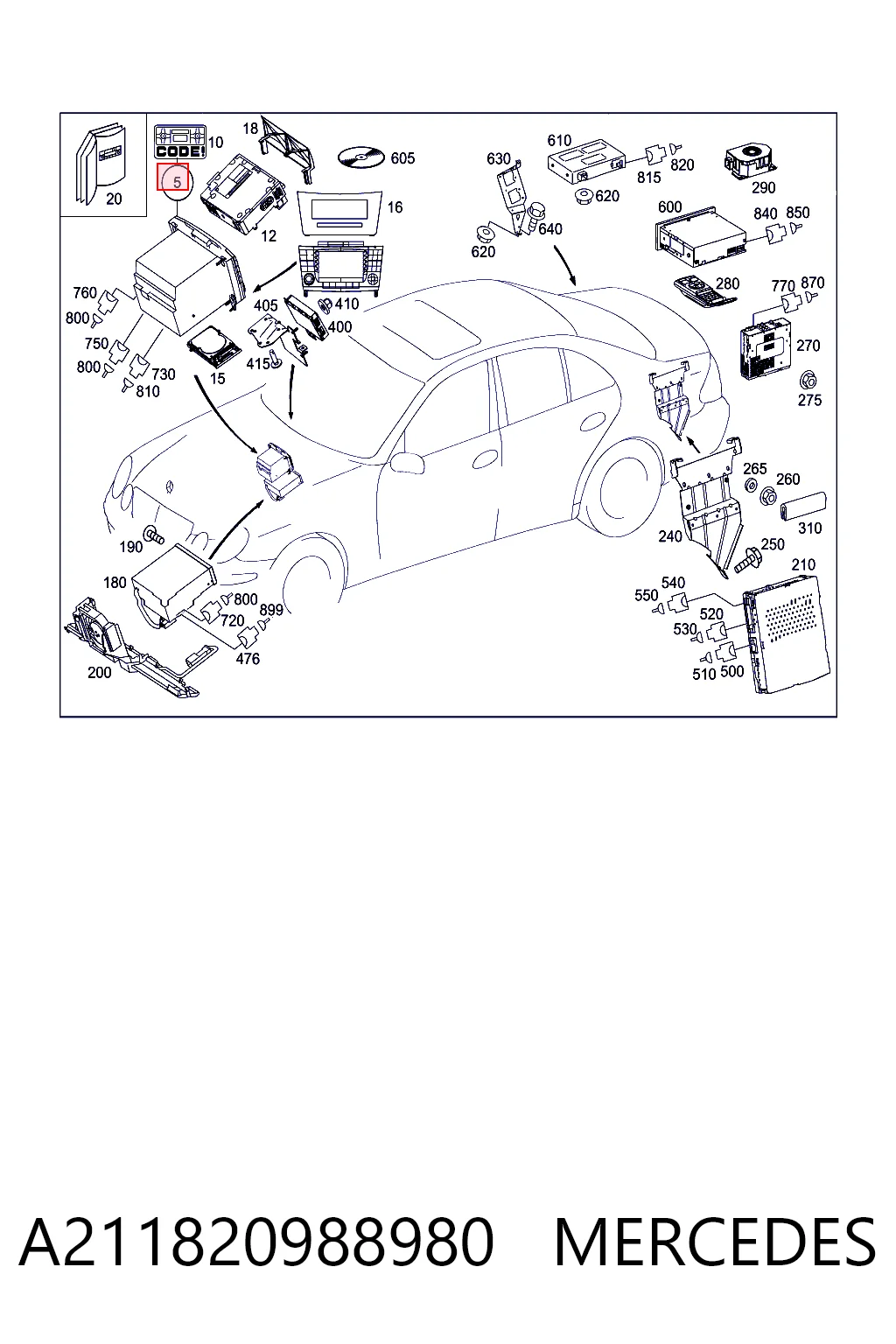 Магнитола (радио AM/FM) Mercedes E седан (W211) (2002 - 2008) цена, от 38.01 USD