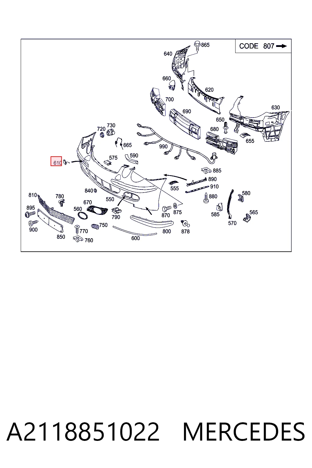 Заглушка бампера буксировочного крюка Mercedes A21188510229723