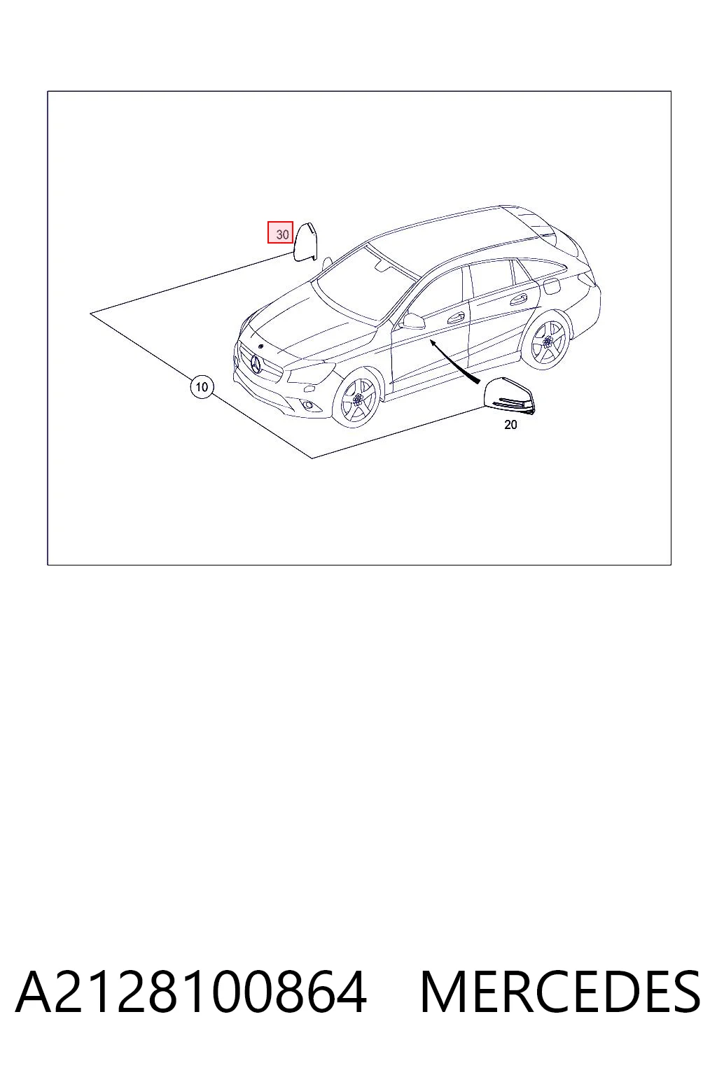 A2128100864 Mercedes Накладка зеркала заднего вида, правая