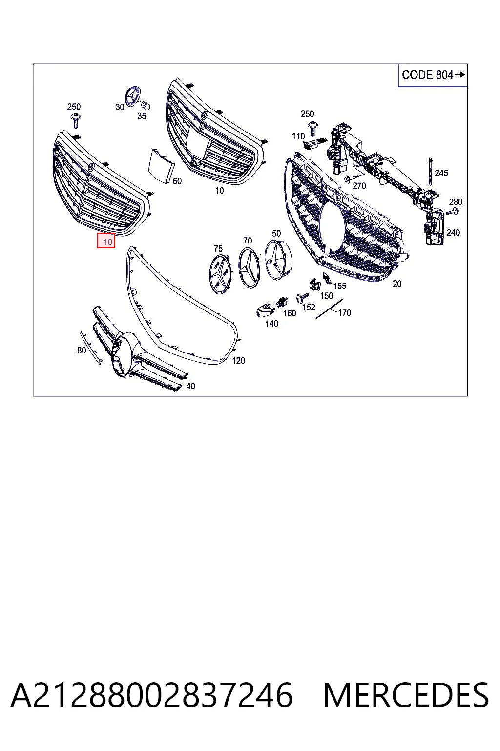 A21288002837246 Mercedes Решетка радиатора