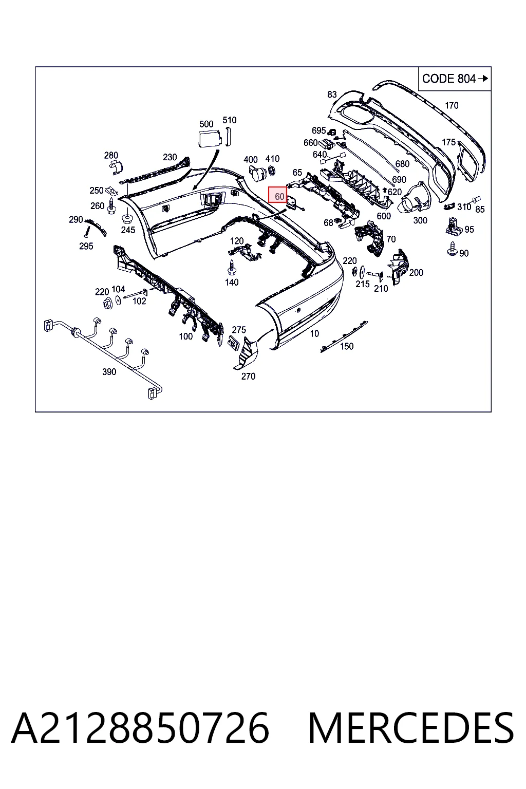 A2128850726 Mercedes Заглушка бампера буксировочного крюка задняя