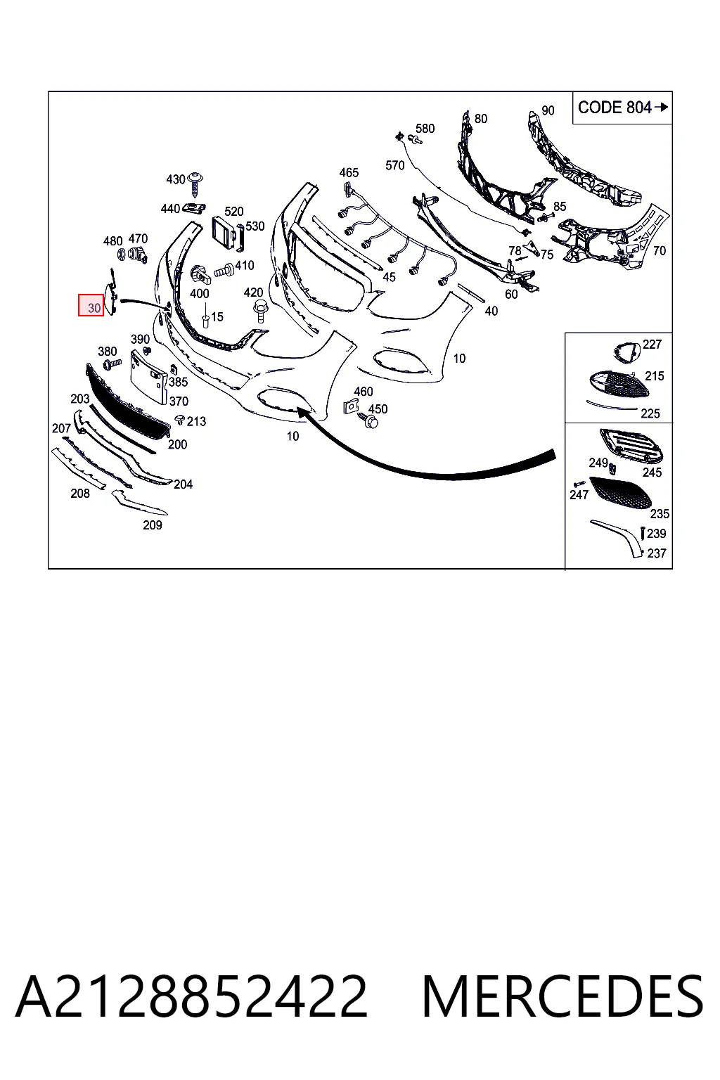 A2128852422 Mercedes Передняя заглушка бампера буксировочного крюка