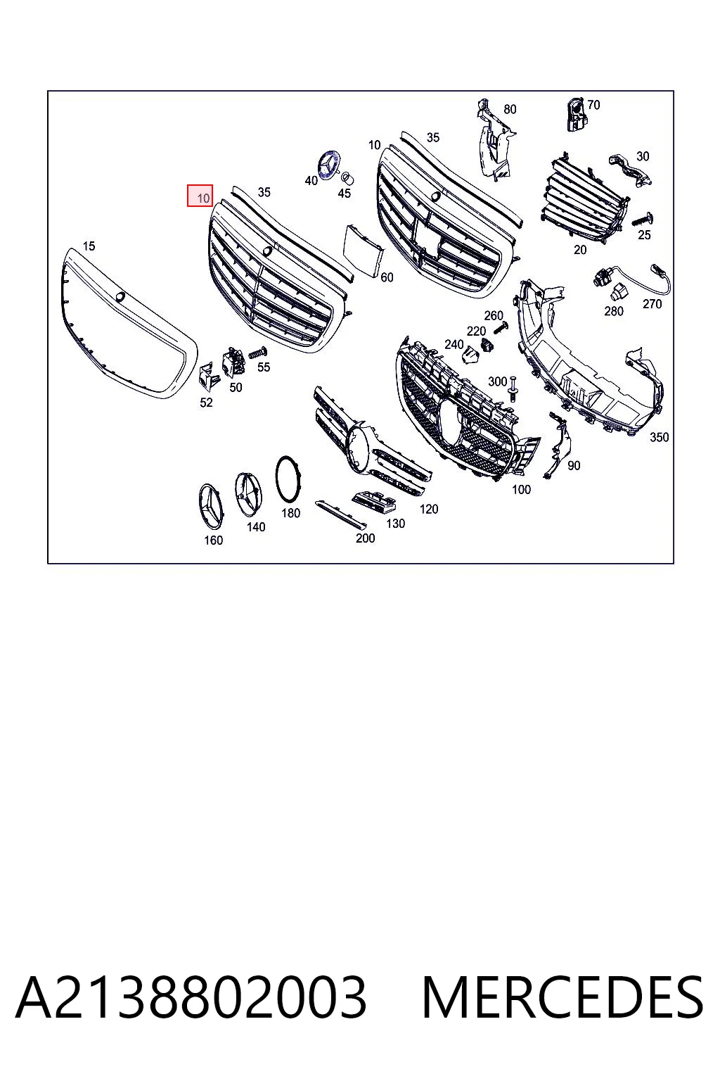 A2138802003 Mercedes Решетка радиатора