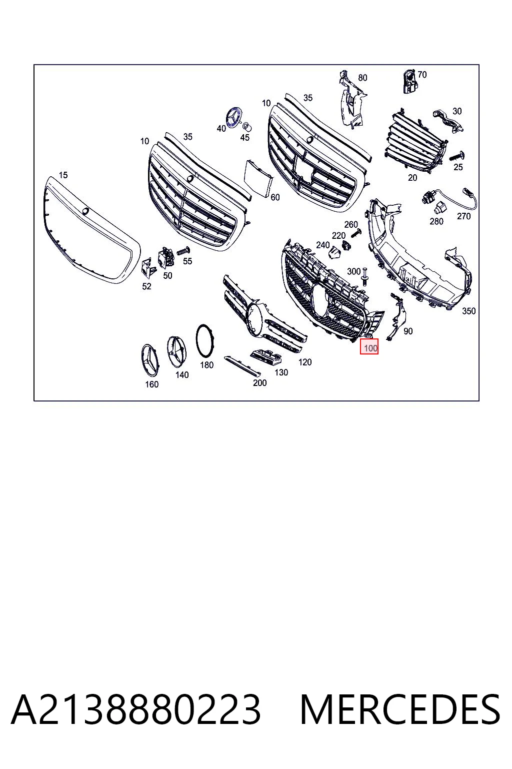 A2138880223 Mercedes Решетка радиатора