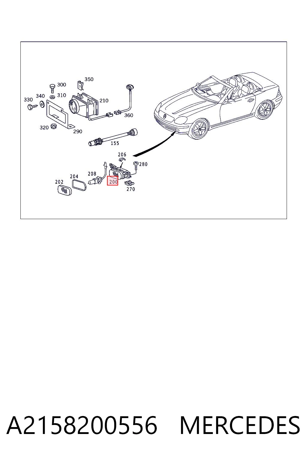 Фара противотуманная, левая Mercedes C седан (W203) (2000 - 2007) цена, от 29.48 USD