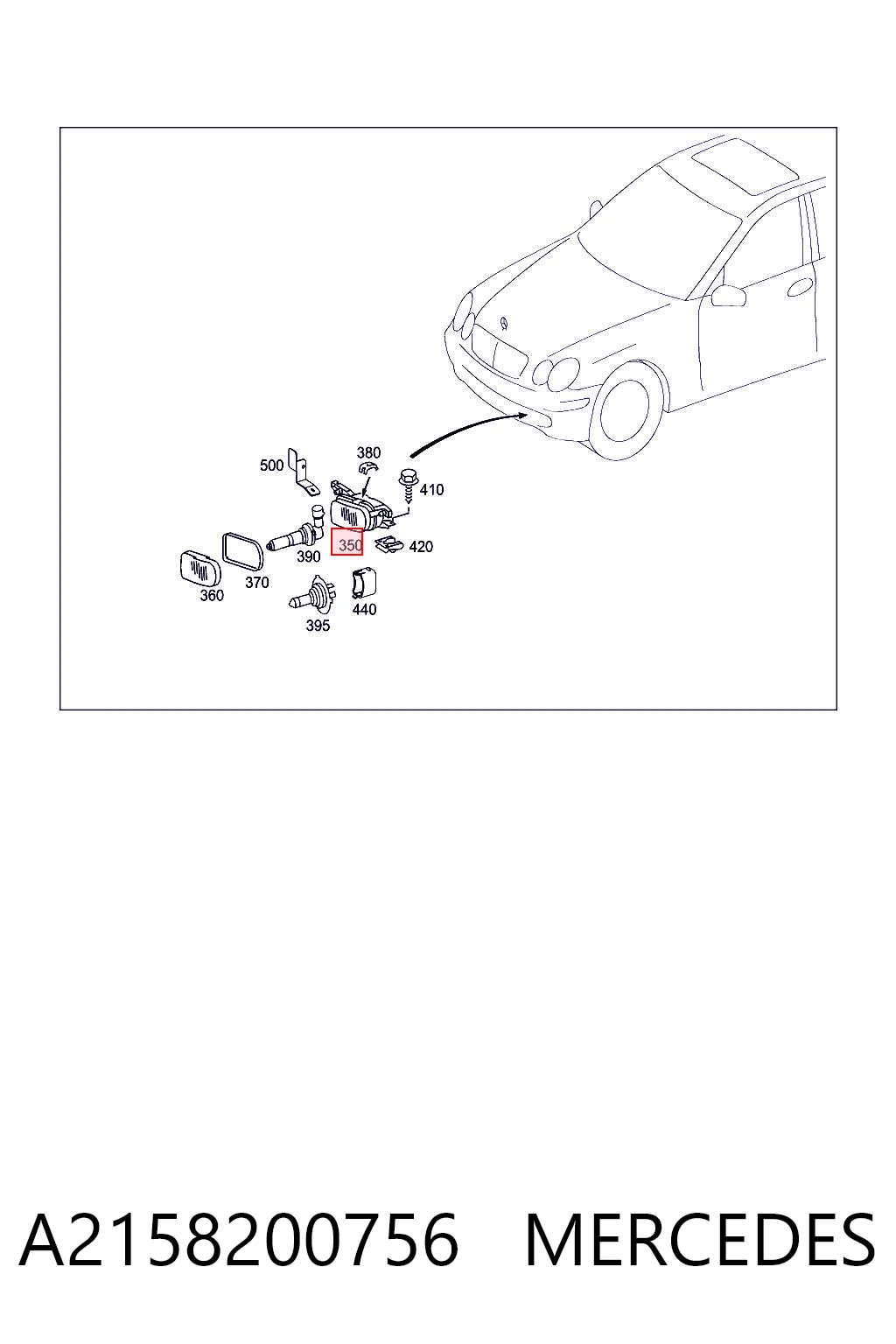 Фара противотуманная, левая Mercedes C купе (CL203) (2001 - 2007) цена, от 19.00 USD