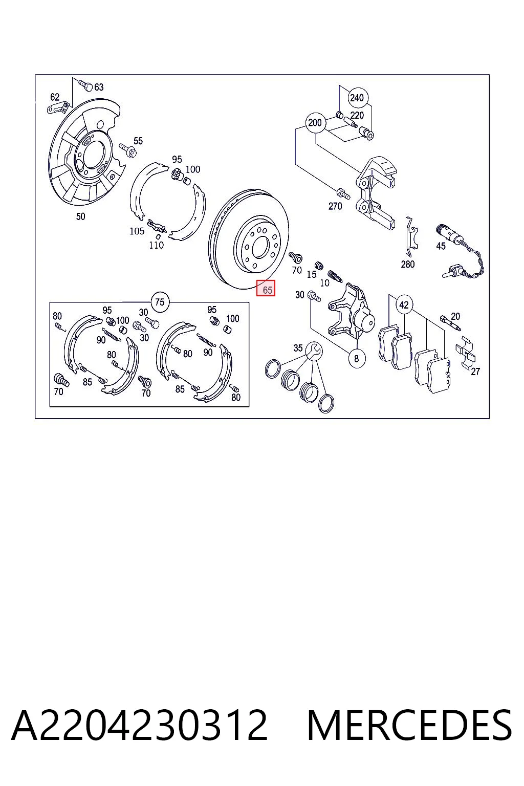 A2204230312 Mercedes Дисковый тормоз