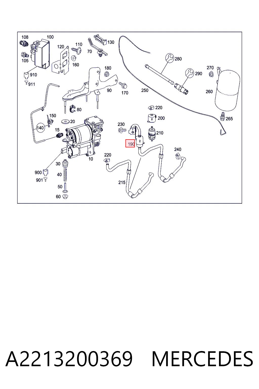 A2213200369 Mercedes Фильтр воздушный компрессора подкачки (амортизаторов)