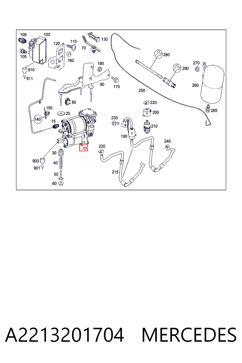 A2213201704 Mercedes Компрессор подкачки амортизаторов