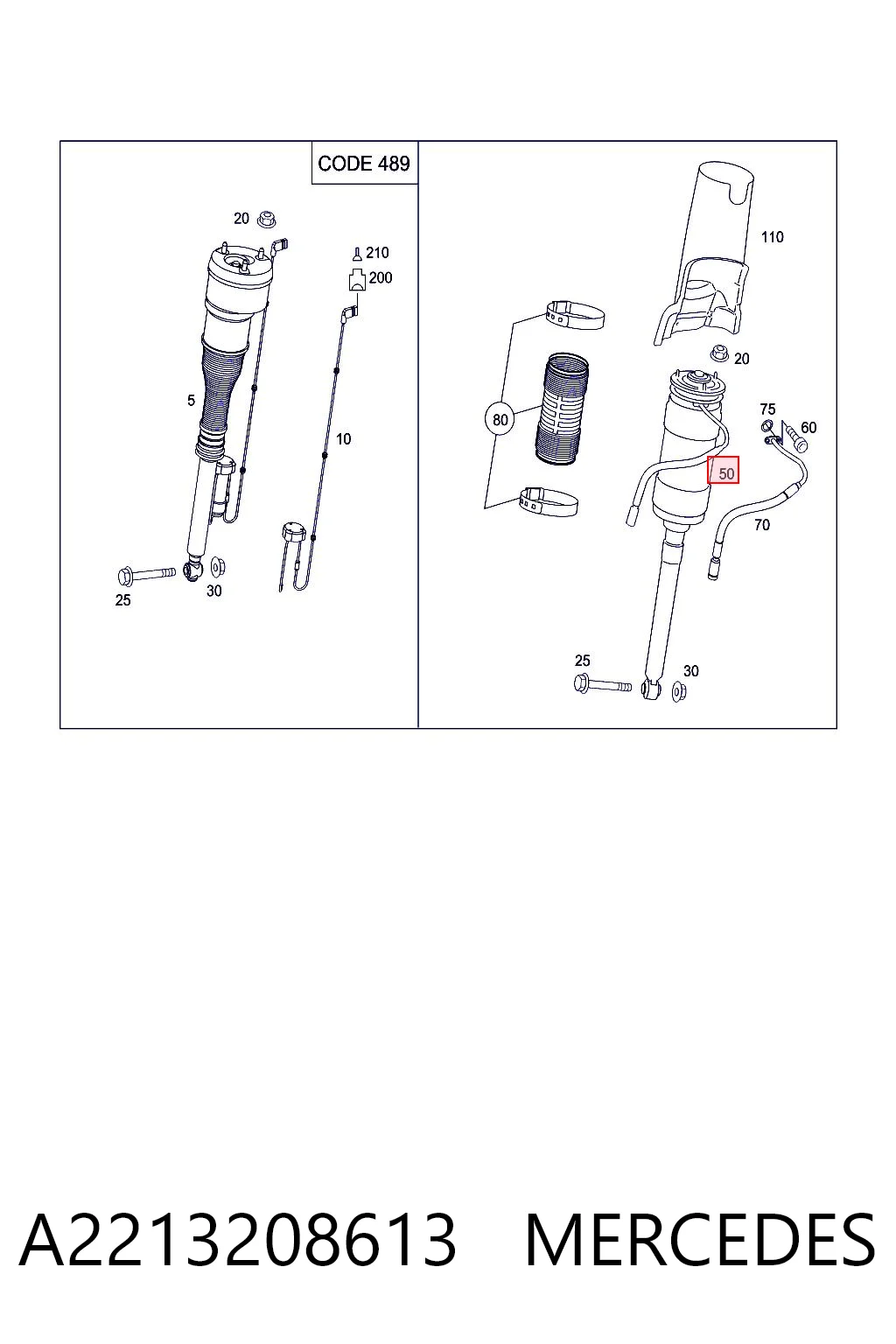 A2213208613 Mercedes Стойка задняя правая