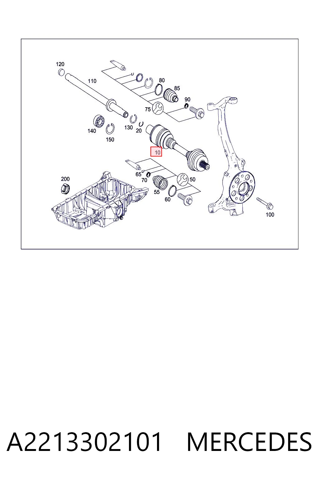 A2213302101 Mercedes Полуось передняя левая