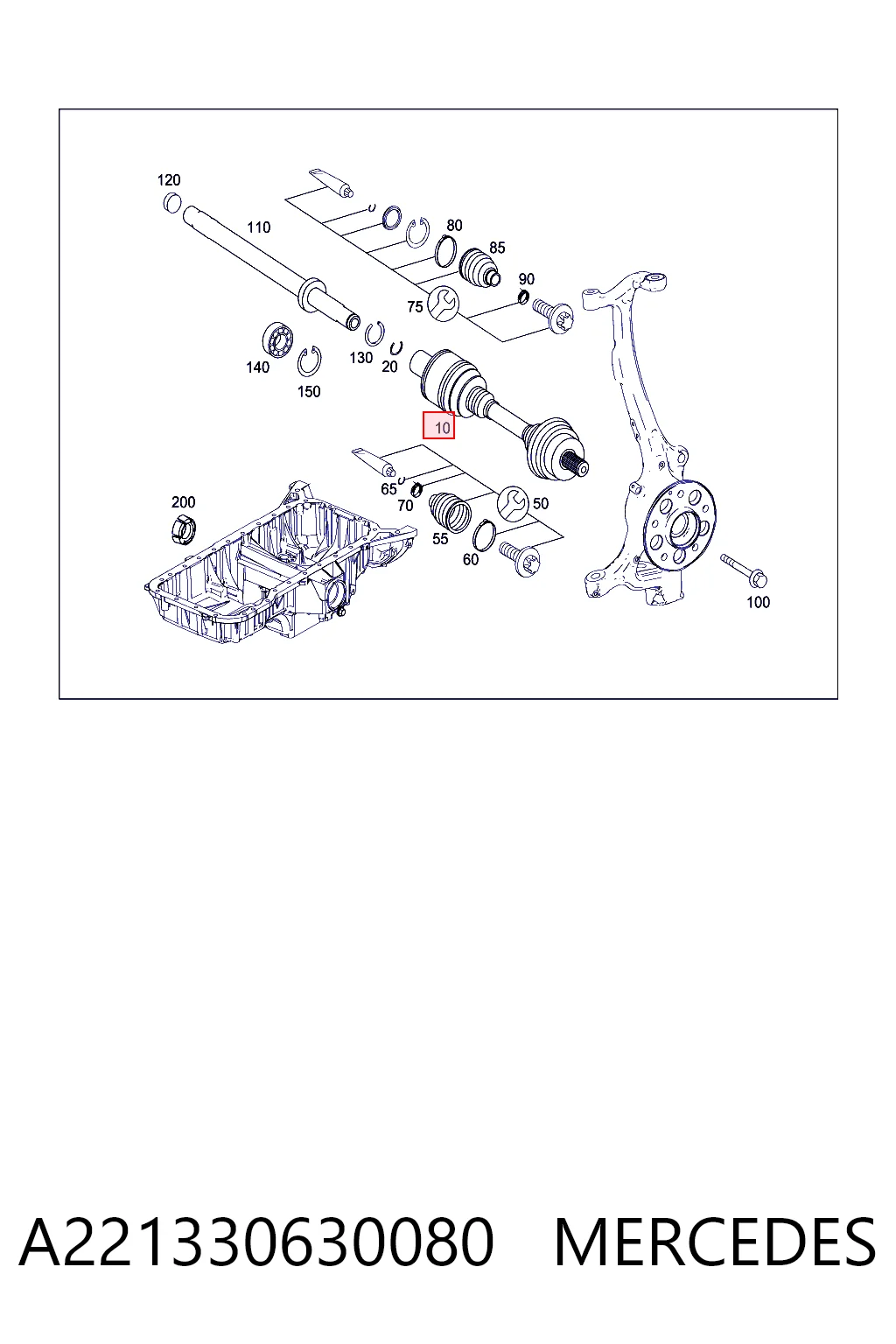 A221330630080 Mercedes Полуось передняя левая