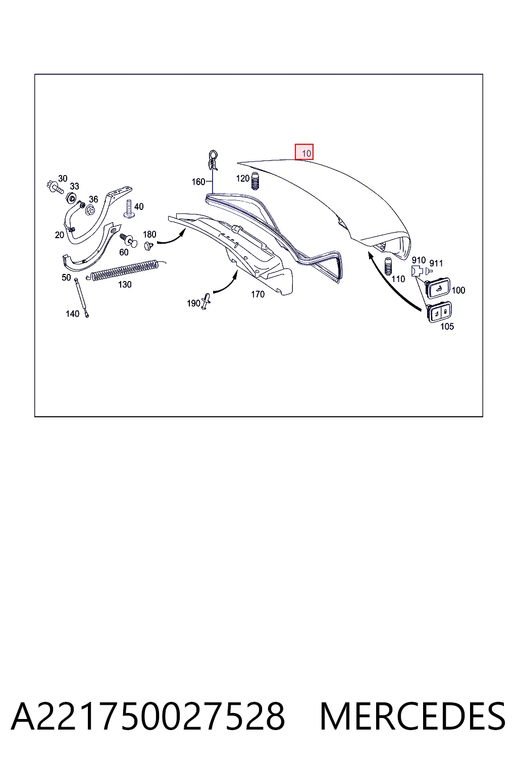 Крышка багажника Mercedes S седан (W221) (2005 - 2013) цена, от 85.39 USD