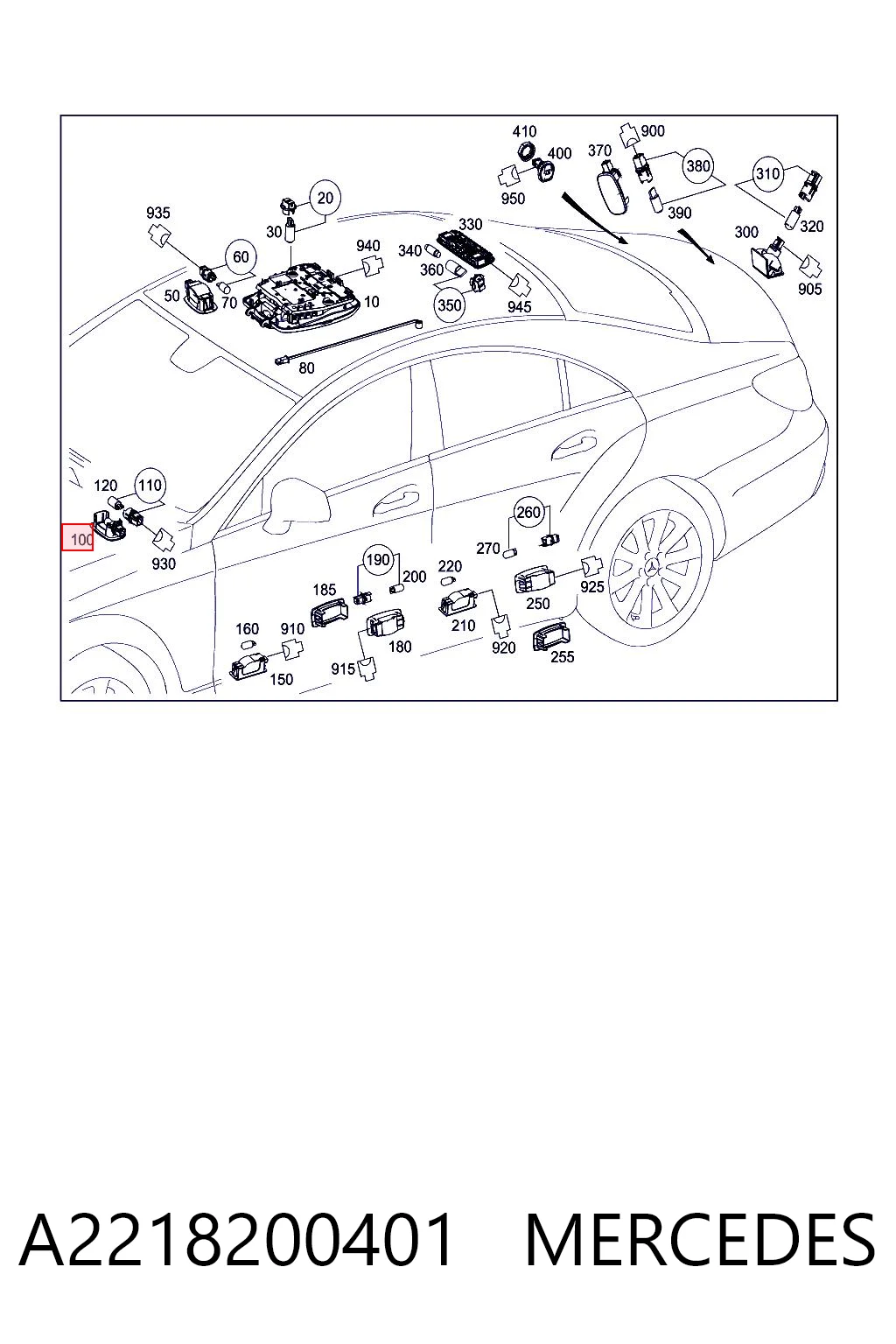 A2218200401 Mercedes Лампочка освещения салона