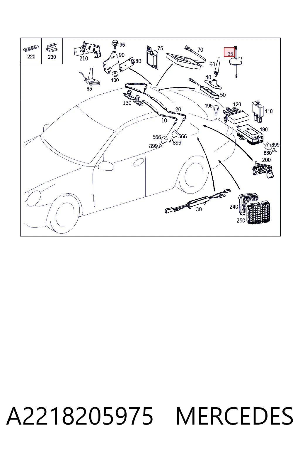 Антенна Mercedes A2218205975649999 цена, от 13.85 USD