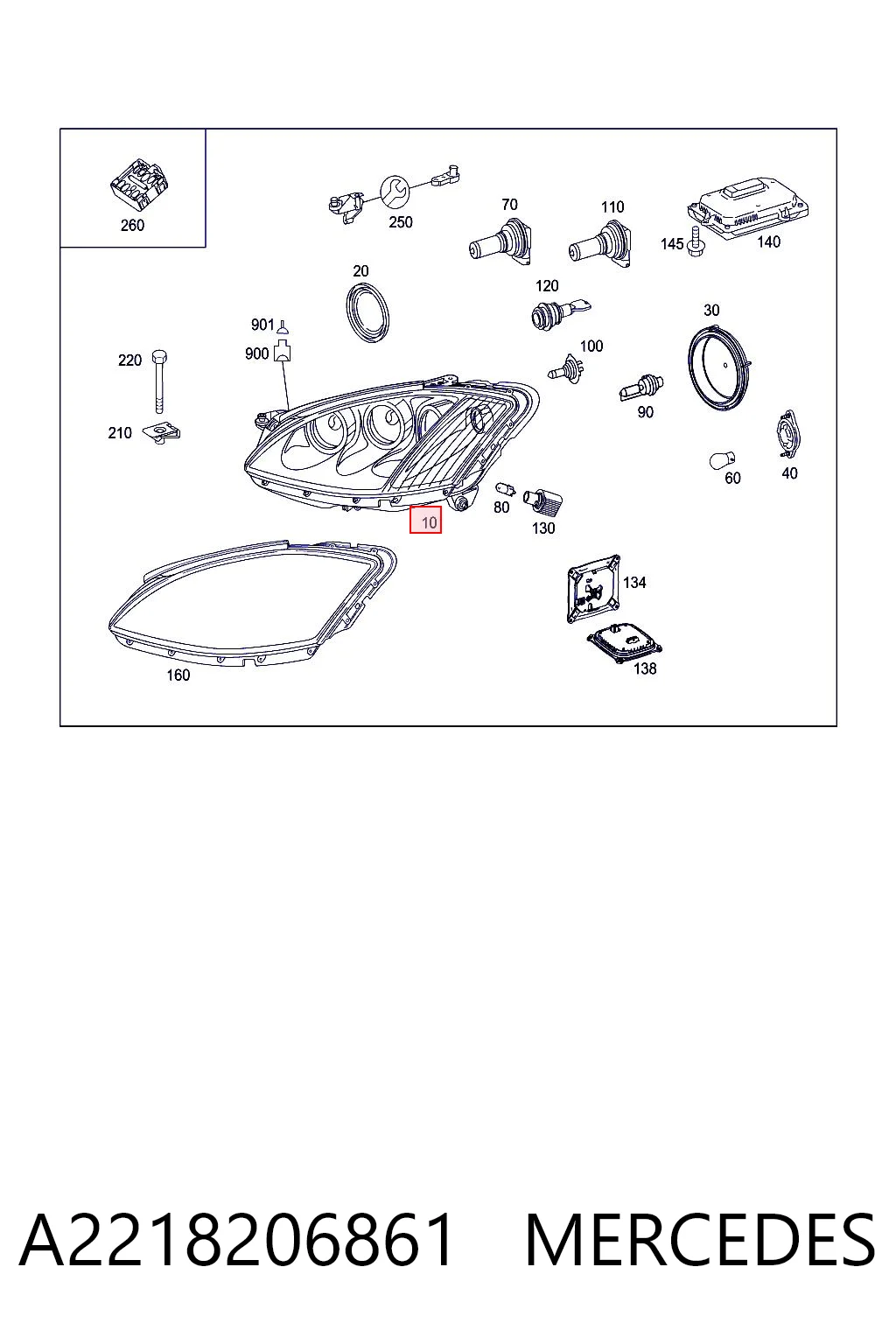 A2218206861 Mercedes Фара передняя правая