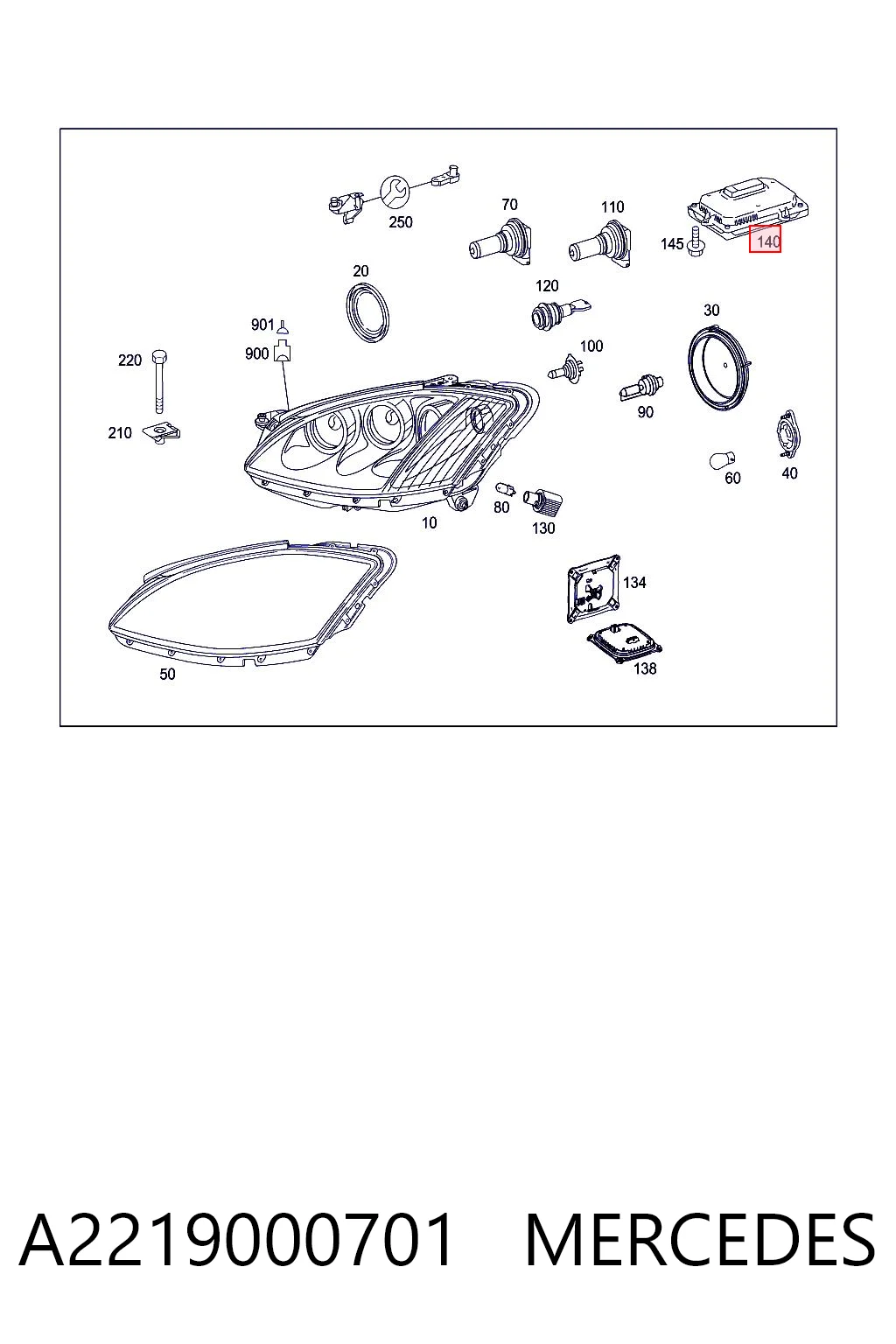 A2219000701 Mercedes Модуль управления биксеноном