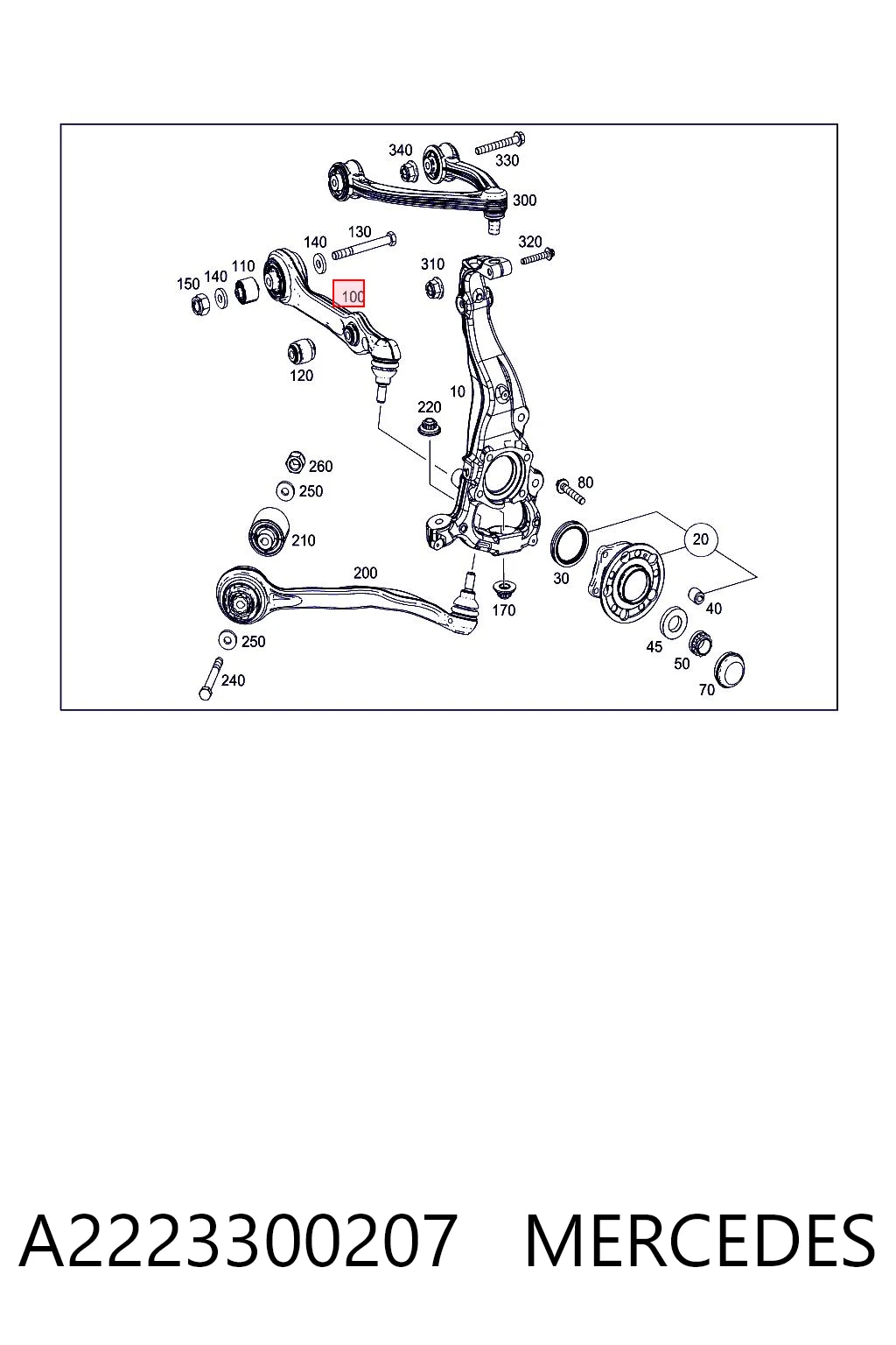 A2223300207 Mercedes Рычаг передней подвески нижний, правый