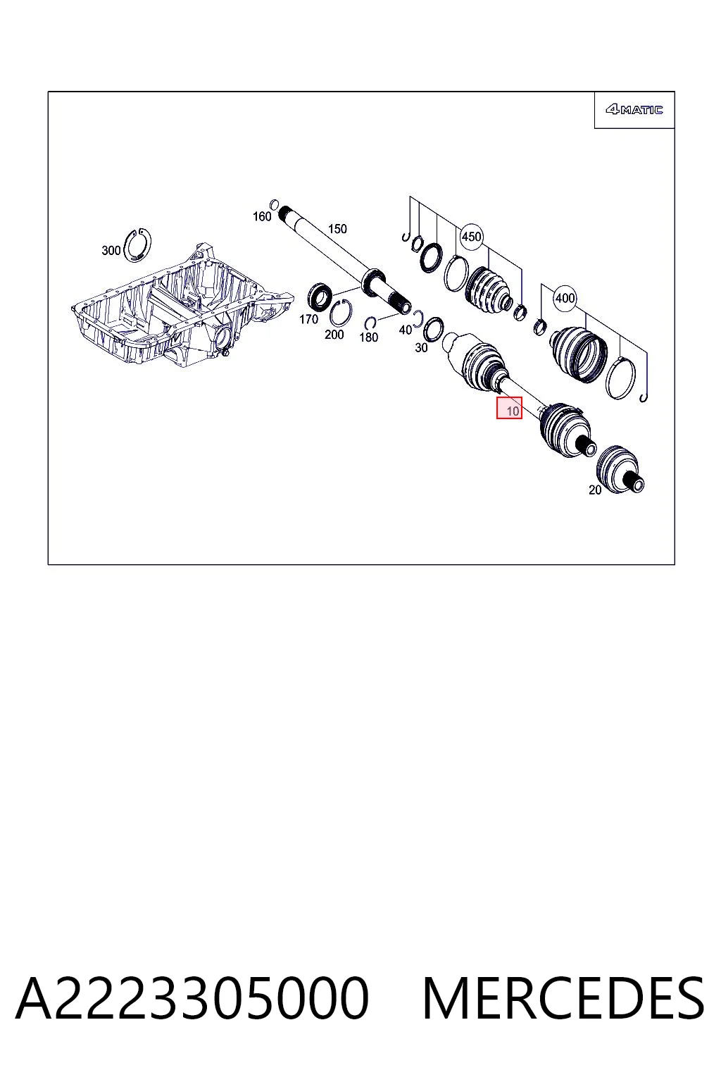 A2223305000 Mercedes Полуось передняя левая