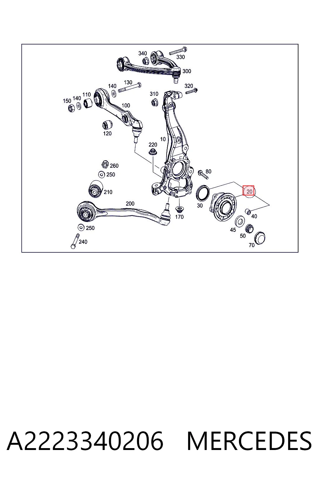 A2223340206 Mercedes Ступица колеса передняя