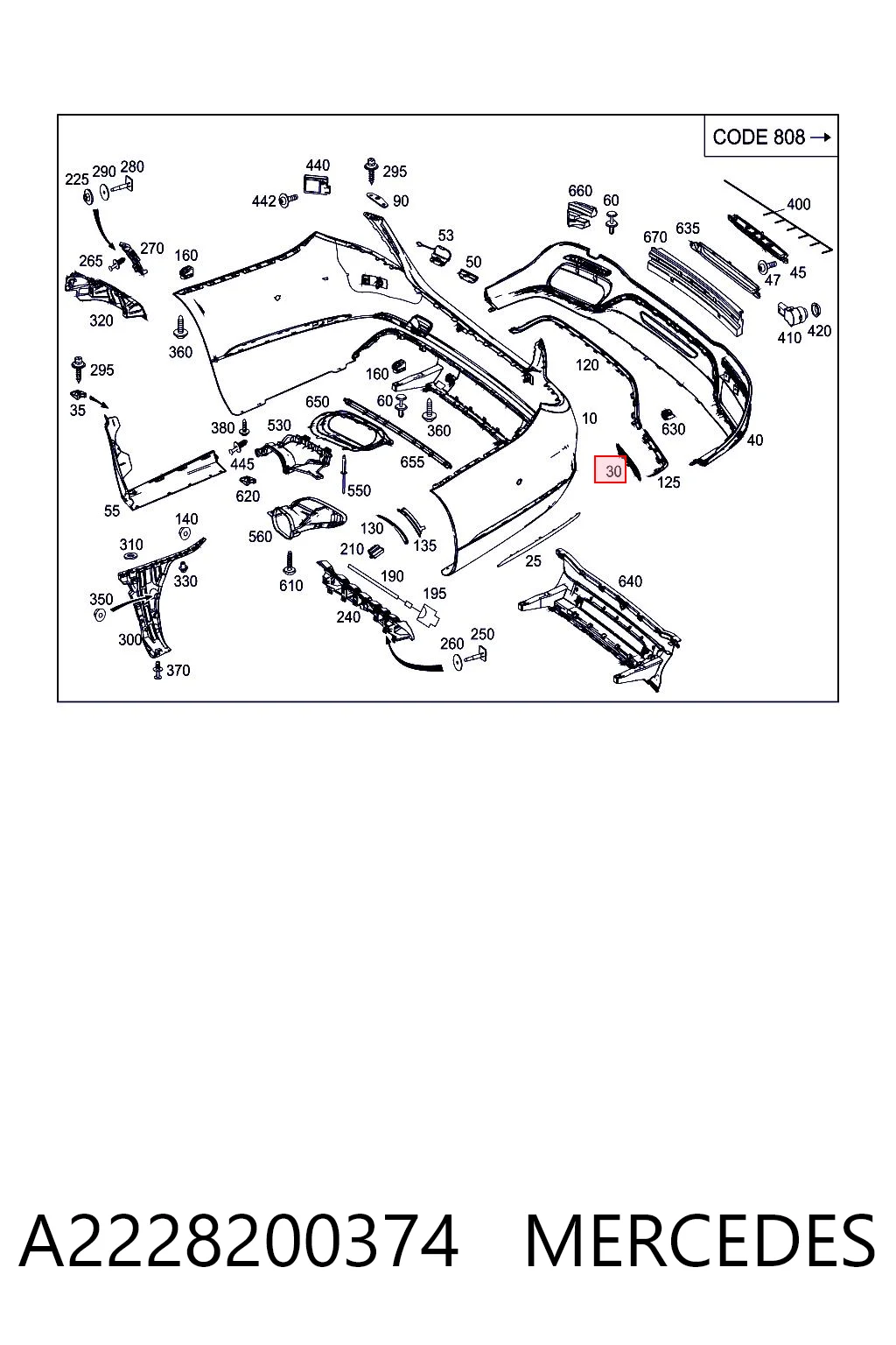 A2228200374 Mercedes Левый катафот бампера