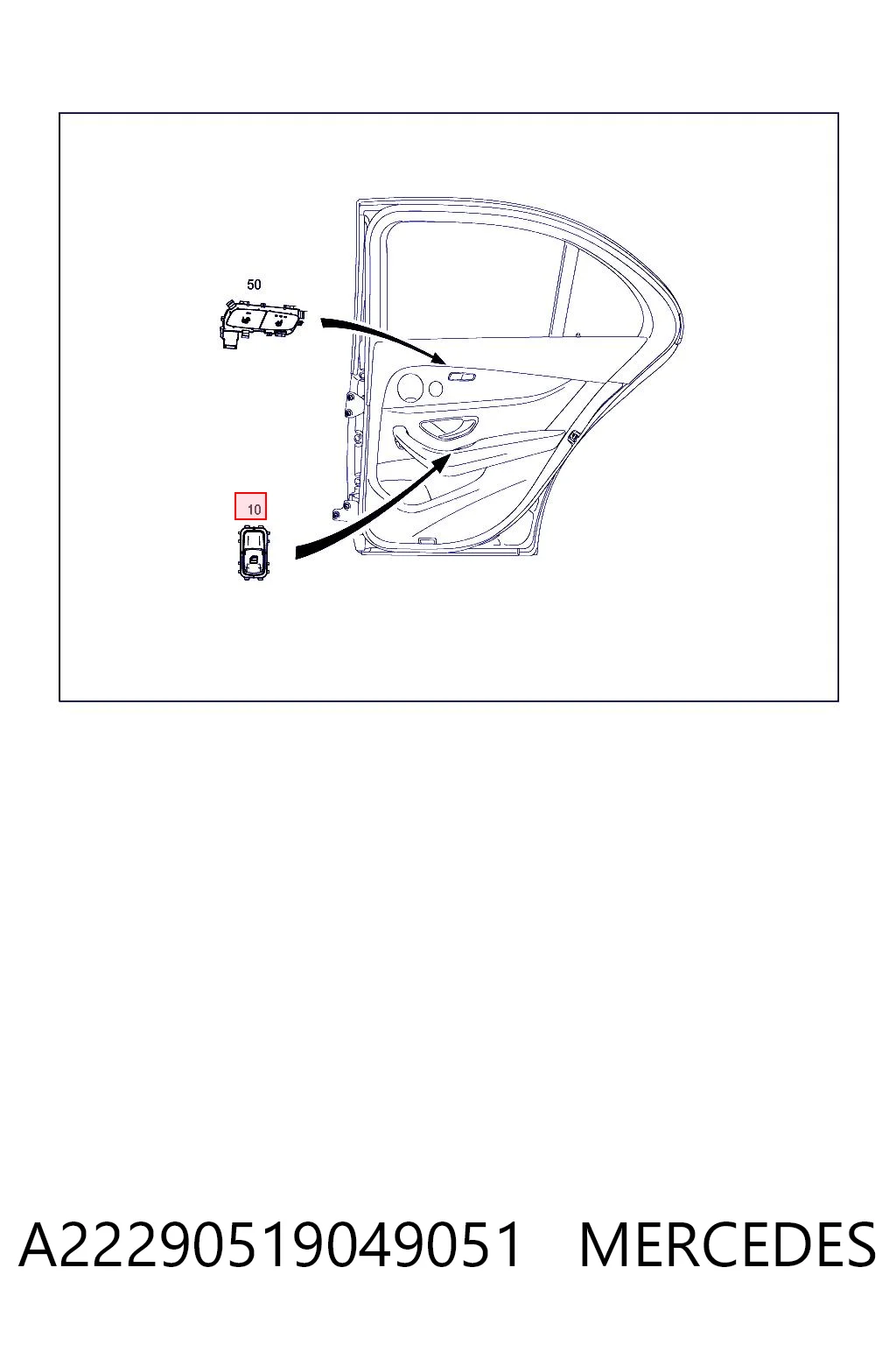 A22290519049051 Mercedes Кнопки переднего правого стекло подъёмника